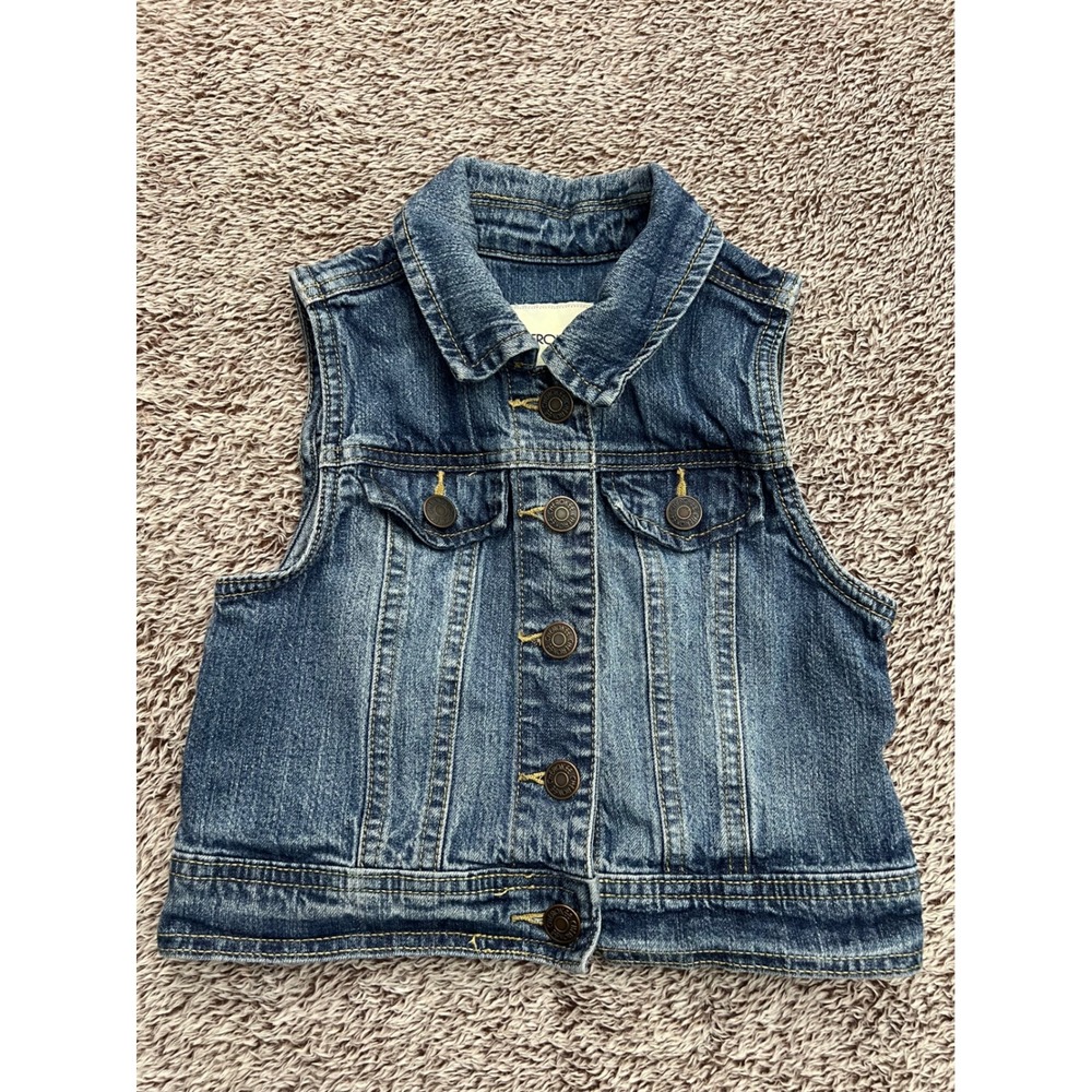 Cherokee Girls 6 6X Blue Denim Jean Vest Button Front Western Y2K